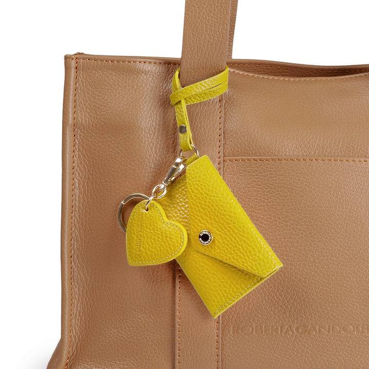 Roberta Gandolfi Tessa shopping in pelle con charms colorato e pratica tasca esterna Nuovo