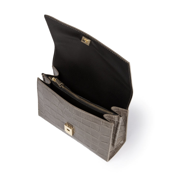 Roberta Gandolfi Nicole cocco compact crossbody borsa in pelle stampa cocco con tramezza interna e tasca esterna con tracolla staccabile e regolabile Convenienza