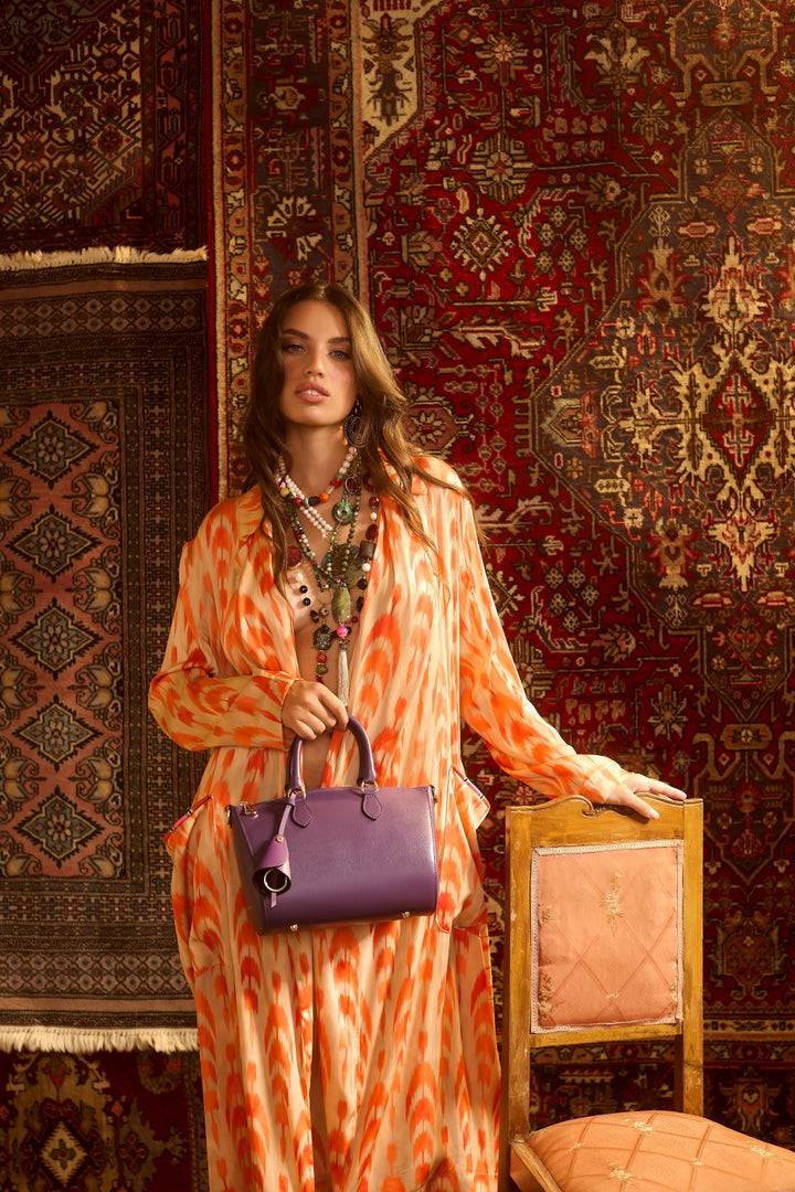 Roberta Gandolfi Nicole bowling in pelle stampa "light saffiano" con tracolla staccabile e regolabile Online