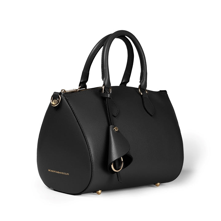 Roberta Gandolfi Nicole bowling in pelle stampa "light saffiano" con tracolla staccabile e regolabile Outlet