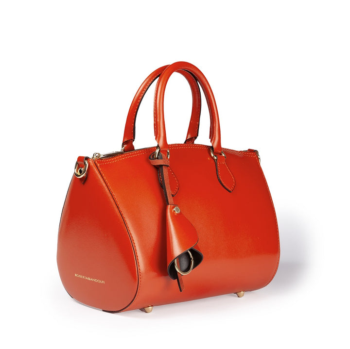 Roberta Gandolfi Nicole bowling in pelle stampa "light saffiano" con tracolla staccabile e regolabile In Vendita