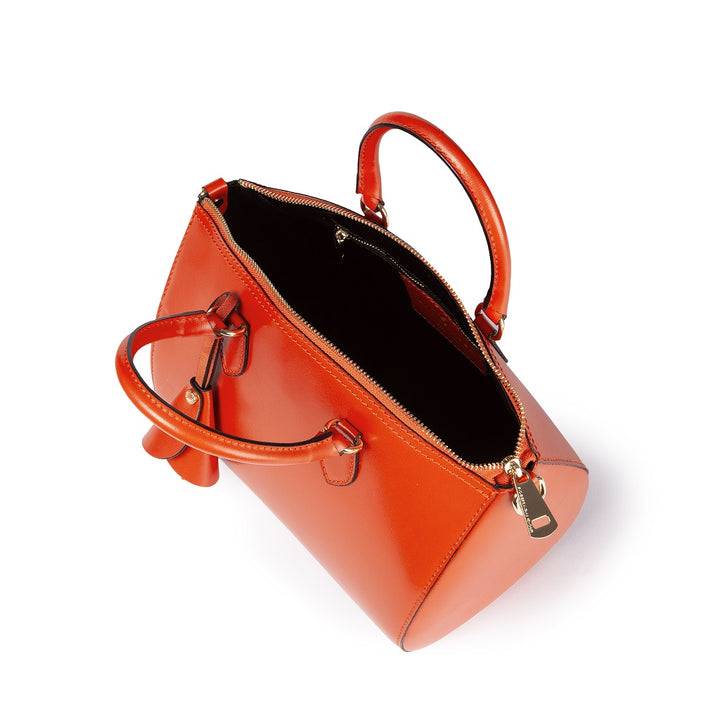 Roberta Gandolfi Nicole bowling in pelle stampa "light saffiano" con tracolla staccabile e regolabile In Vendita