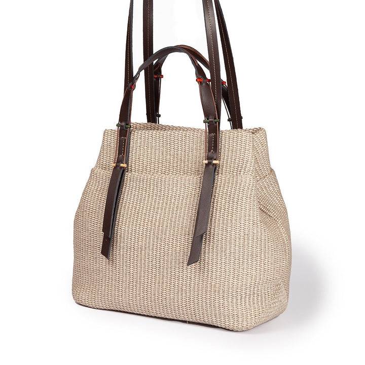 Roberta Gandolfi Fernanda Tote in rafia con finiture in pelle di vitello a doppia portabilità mano o shopping Fino Al -60%