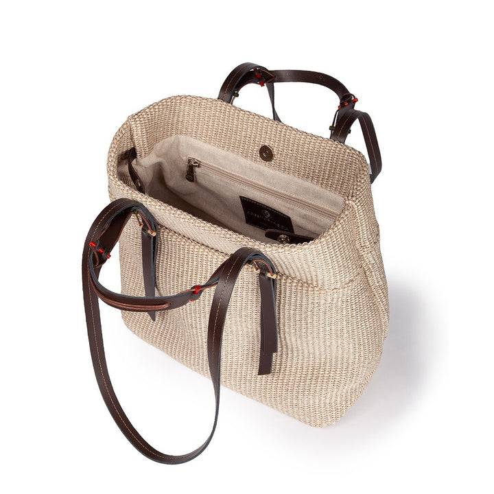 Roberta Gandolfi Fernanda Tote in rafia con finiture in pelle di vitello a doppia portabilità mano o shopping Fino Al -60%
