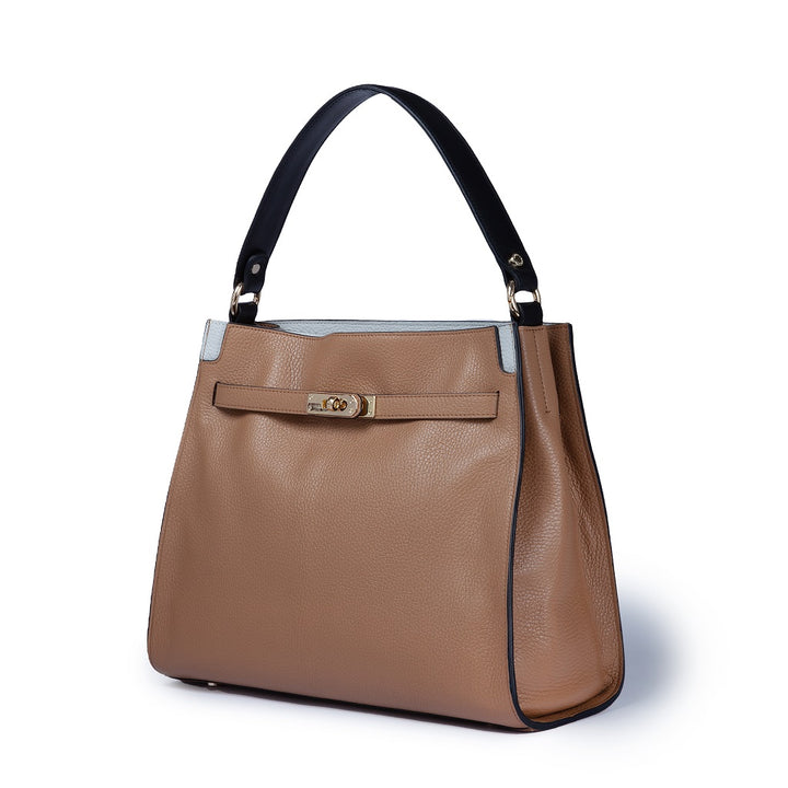 Roberta Gandolfi Frida Satchel in pelle martellata con tracolla logata in tessuto regolabile Outlet