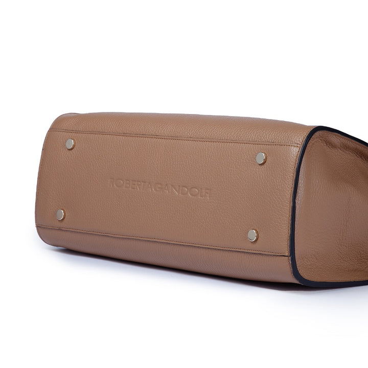 Roberta Gandolfi Frida Satchel in pelle martellata con tracolla logata in tessuto regolabile Outlet