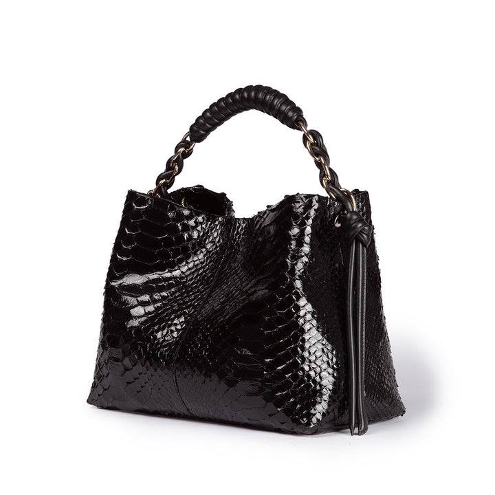 Roberta Gandolfi Amina Pitone small borsa a mano in pitone con finiture in pelle manico tubolare fasciato e tracolla staccabile Convenienza