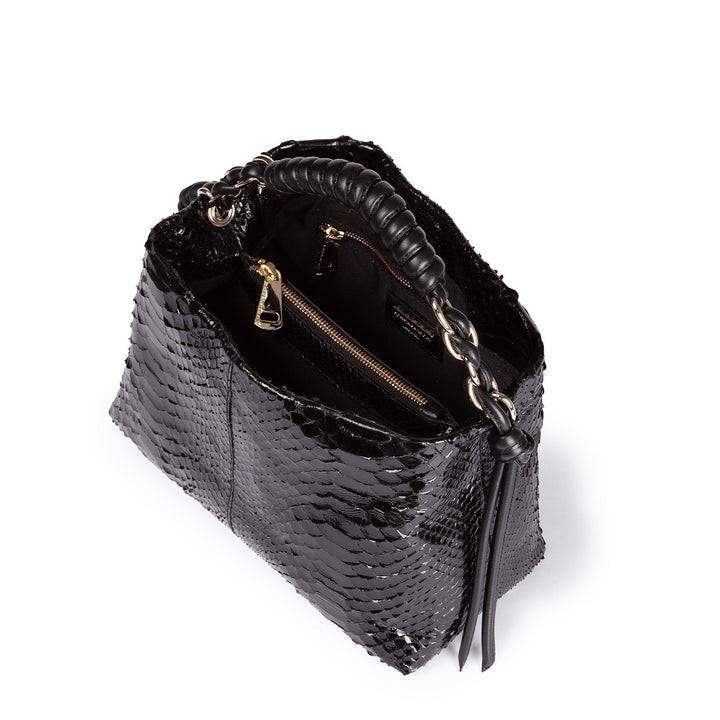 Roberta Gandolfi Amina Pitone small borsa a mano in pitone con finiture in pelle manico tubolare fasciato e tracolla staccabile Convenienza