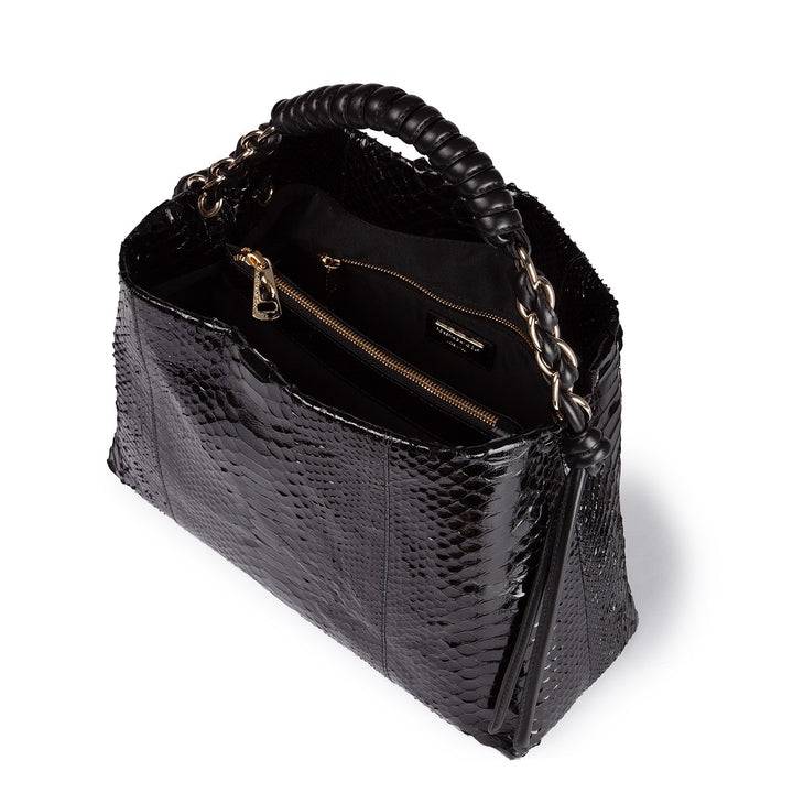 Roberta Gandolfi Amina Pitone large borsa a mano in pitone e finiture in pelle di vitello con manico tubolare fasciato e tracolla staccabile Novità