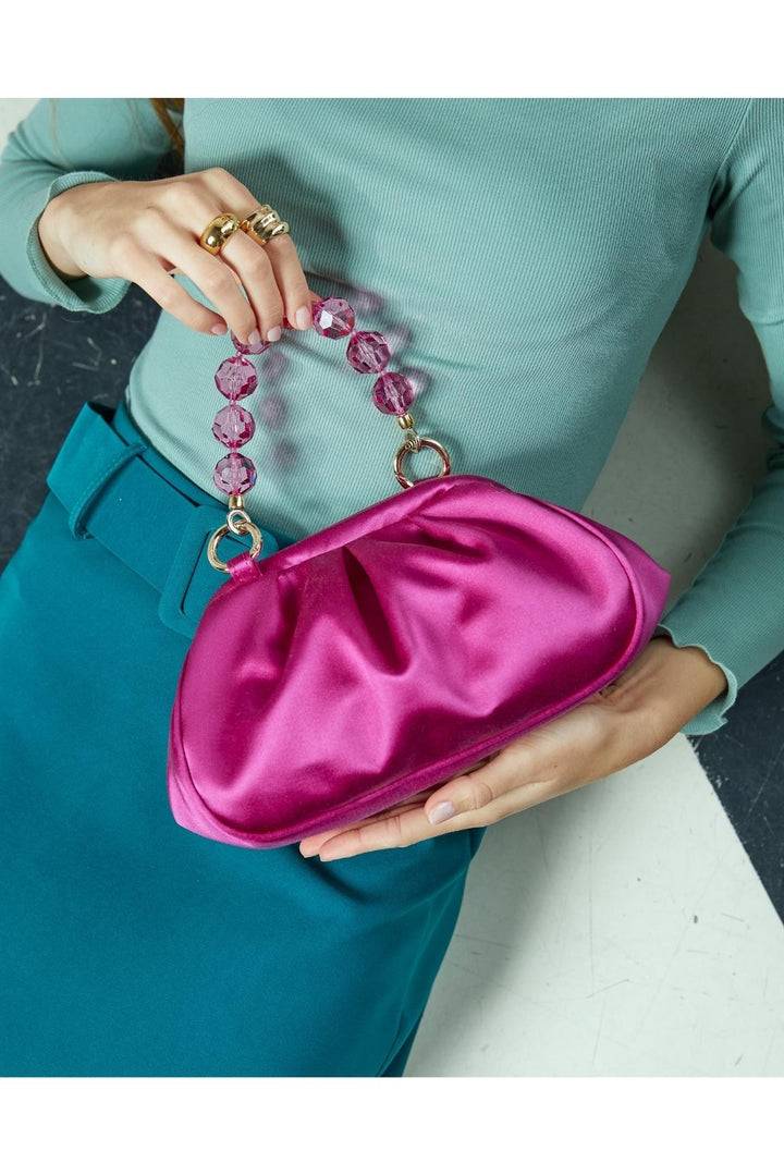 Roberta Gandolfi Sirenetta Puffy mini bag in raso di seta e manico gioiello Nuova