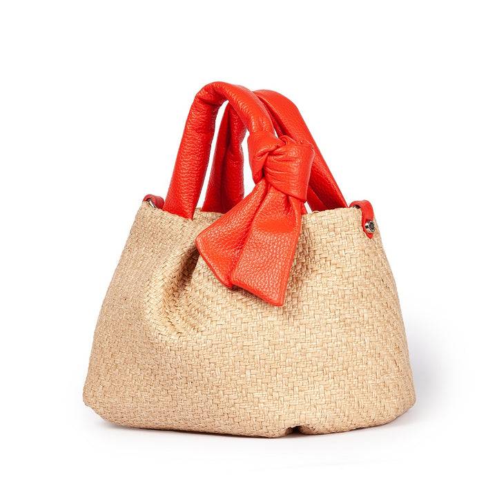 Roberta Gandolfi Matilde Handbag in rafia e pelle con tracolla staccabile Pezzi Unici