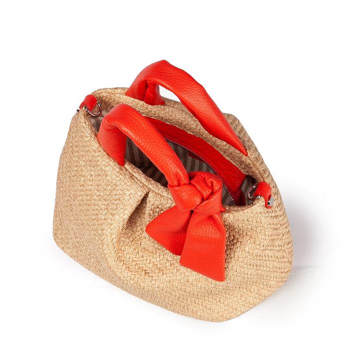 Roberta Gandolfi Matilde Handbag in rafia e pelle con tracolla staccabile Pezzi Unici