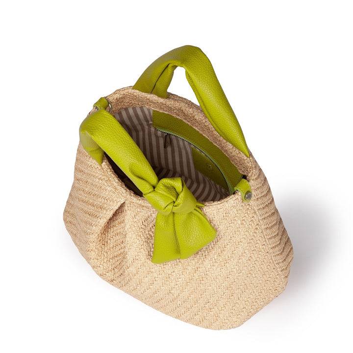 Roberta Gandolfi Matilde Handbag in rafia e pelle con tracolla staccabile Soddisfazione Garantita