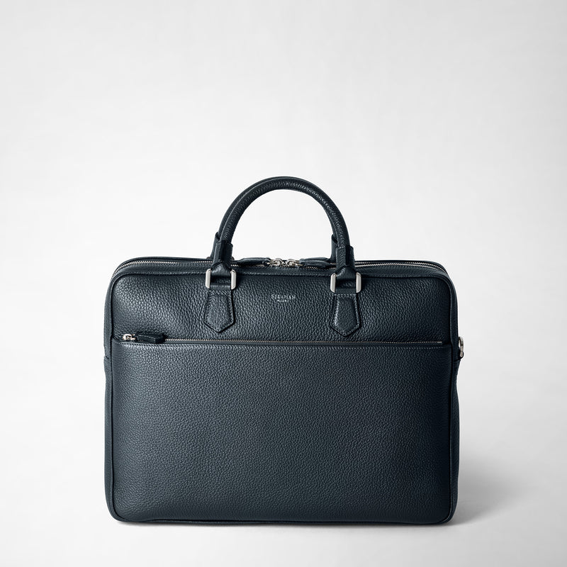 Serapian Borsa business grande in pelle cachemire blu navy Spedizione Gratuita