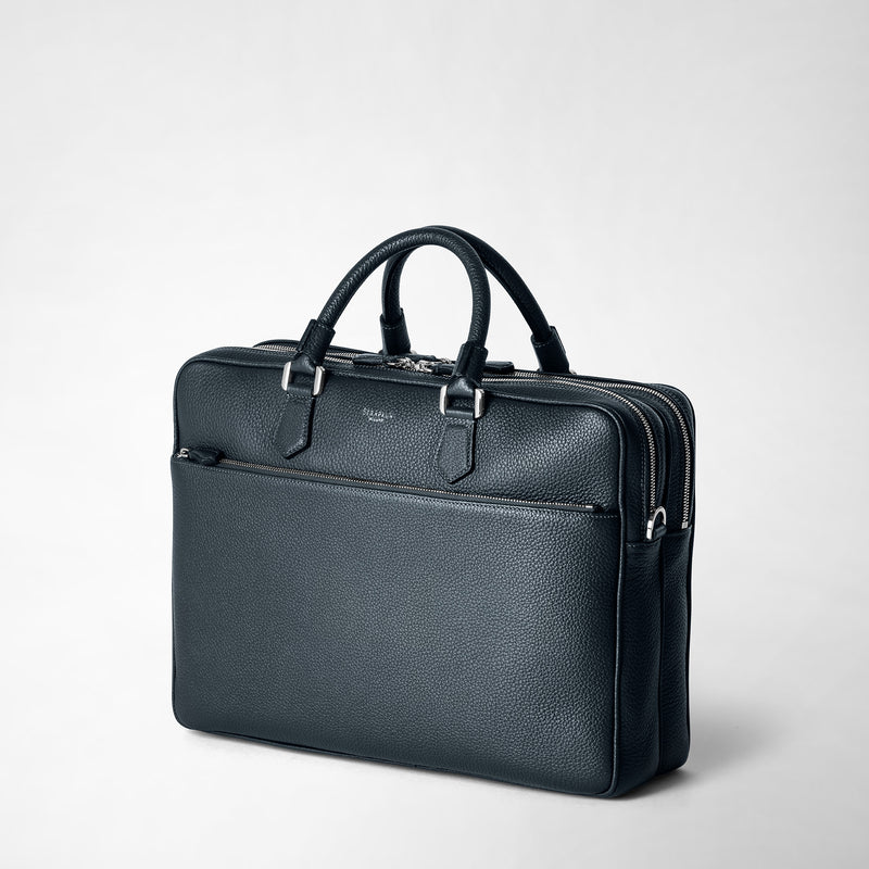 Serapian Borsa business grande in pelle cachemire blu navy Spedizione Gratuita