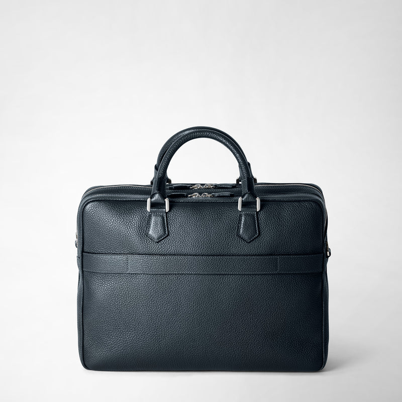 Serapian Borsa business grande in pelle cachemire blu navy Spedizione Gratuita