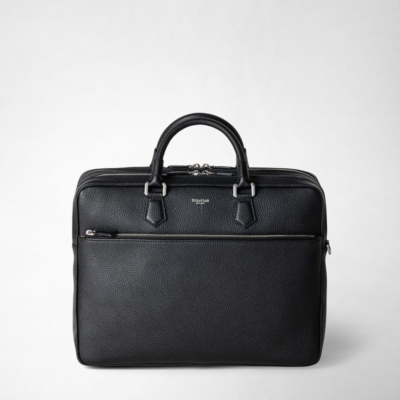 Serapian Borsa business grande in pelle cachemire nera Pezzi Unici
