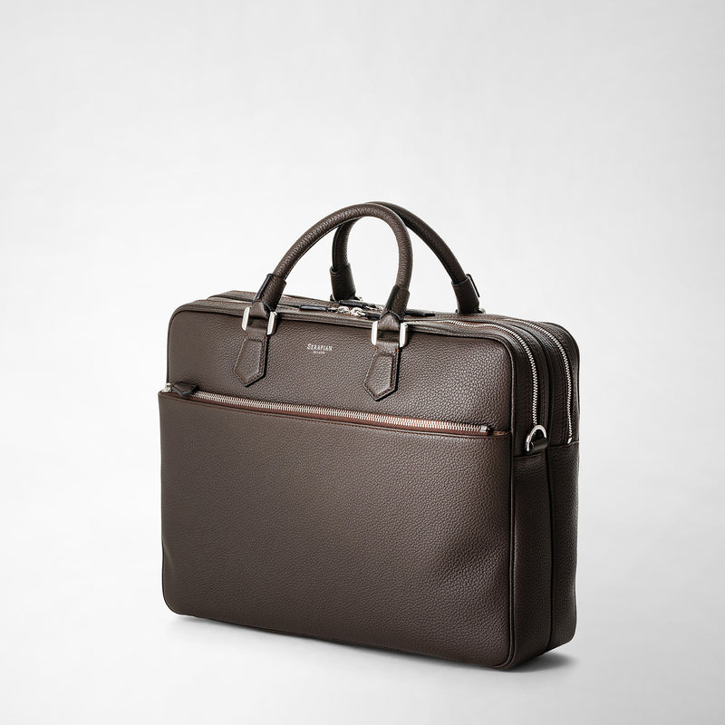 Serapian Borsa business grande in pelle cachemire espresso Soddisfazione Garantita