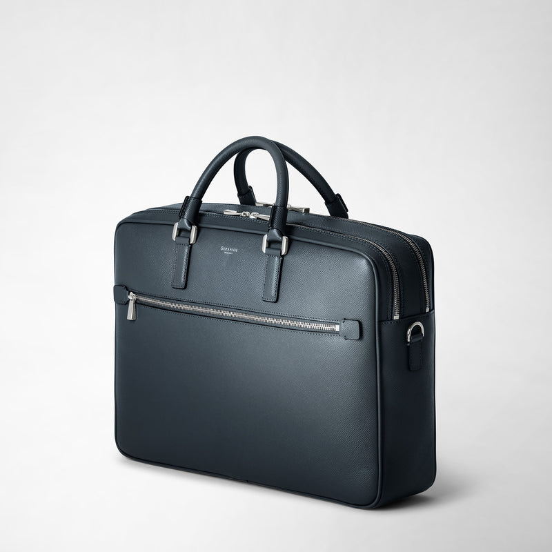 Serapian Borsa business doppio scomparto pelle evoluzione blu Consegna Veloce