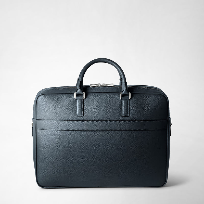 Serapian Borsa business doppio scomparto pelle evoluzione blu Consegna Veloce