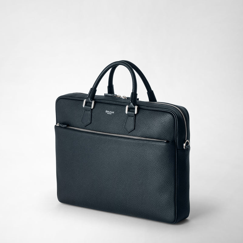 Serapian Borsa business slim in pelle cachemire blu navy Affare Del Giorno