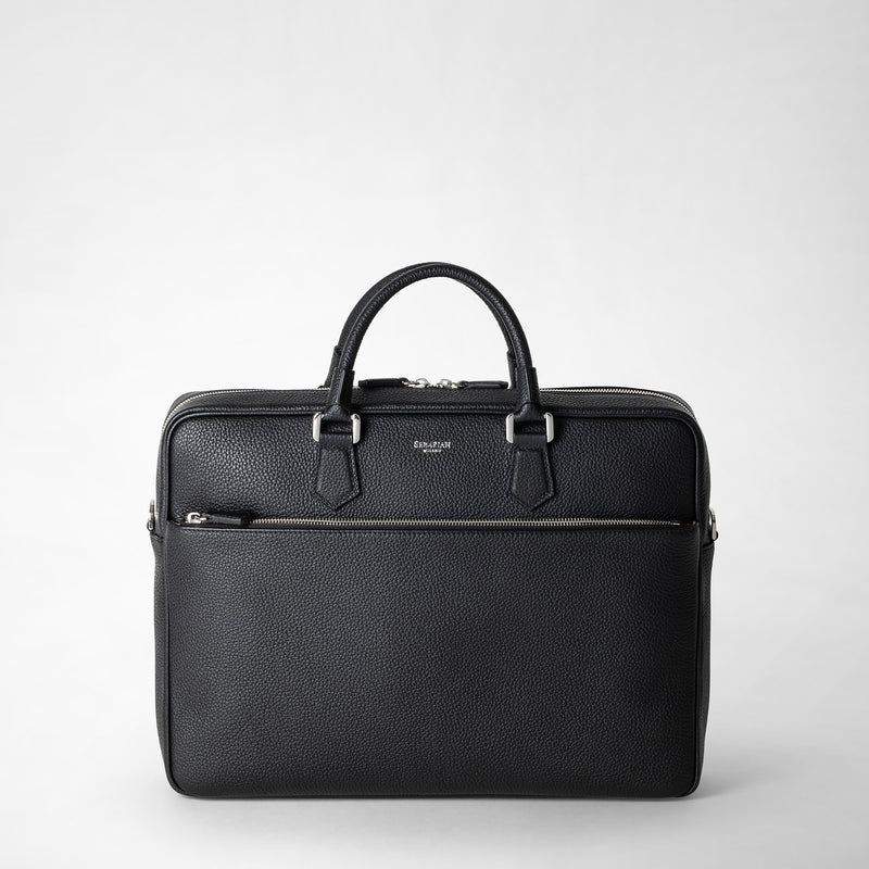 Serapian Borsa business slim in pelle cachemire nero Sottocosto