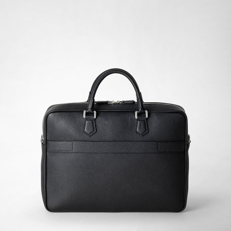 Serapian Borsa business slim in pelle cachemire nero Sottocosto