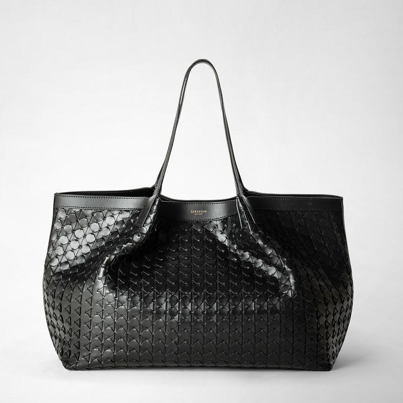 Serapian Tote bag secret in mosaico nero Saldi