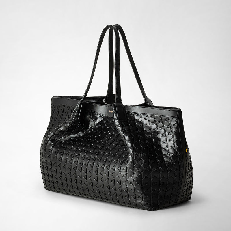 Serapian Tote bag secret in mosaico nero Saldi
