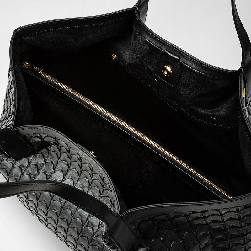 Serapian Tote bag secret in mosaico nero Saldi