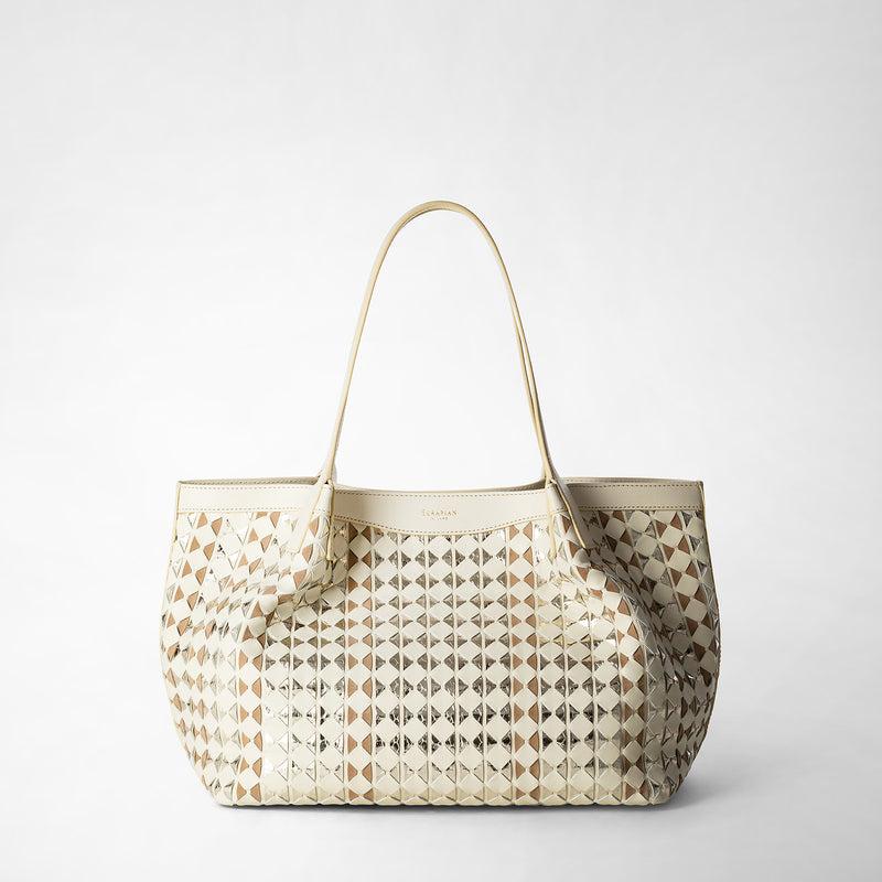 Serapian TOTE BAG SECRET PICCOLA IN MOSAICO ED ELAPHE Vendita Economica