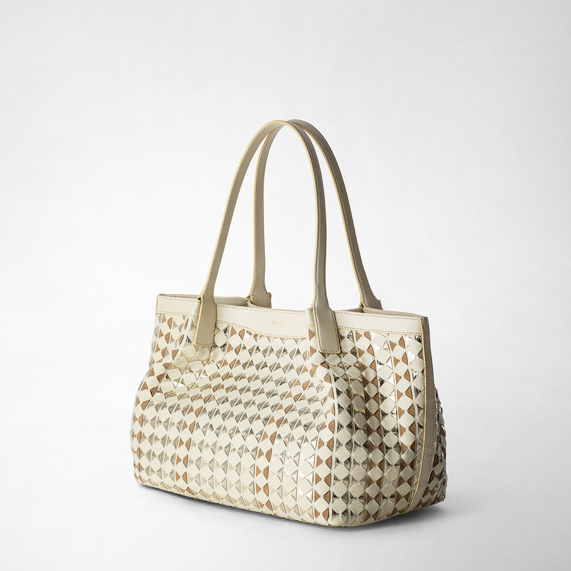 Serapian TOTE BAG SECRET PICCOLA IN MOSAICO ED ELAPHE Vendita Economica