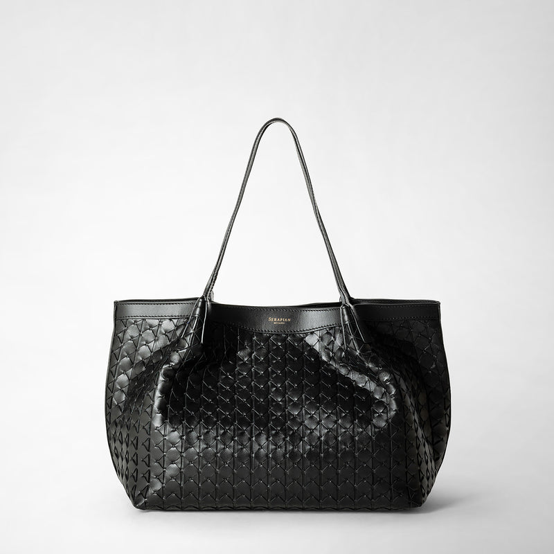 Serapian Tote bag secret piccola in mosaico nero I Più Venduti