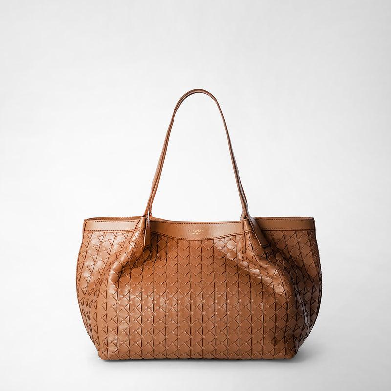 Serapian Small secret tote bag in mosaico tan Negozio