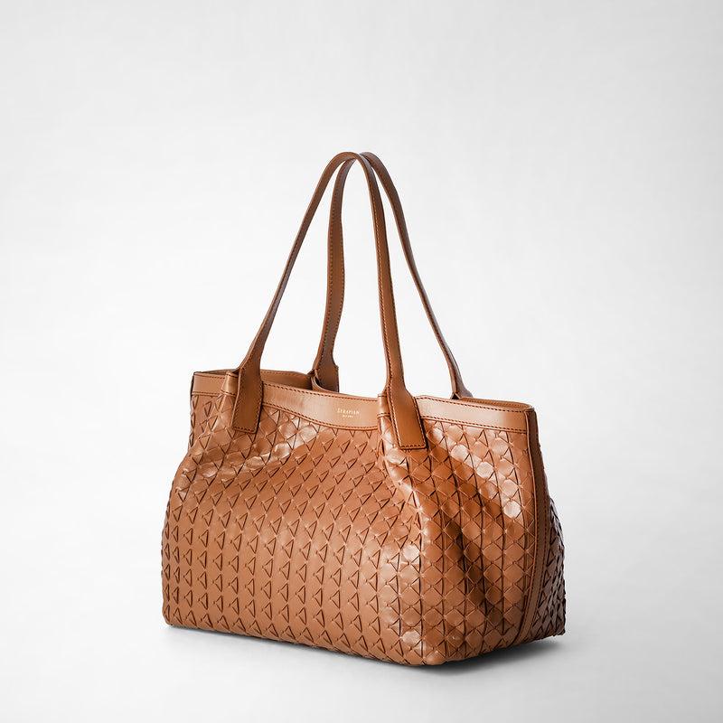 Serapian Small secret tote bag in mosaico tan Negozio