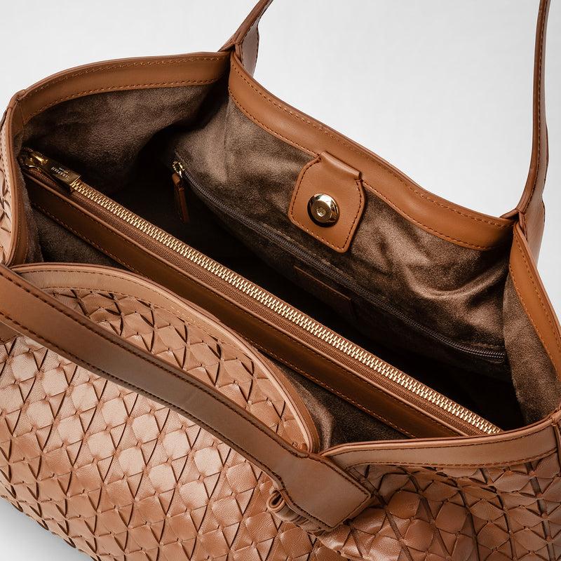 Serapian Small secret tote bag in mosaico tan Negozio