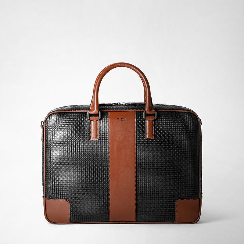 Serapian Borsa business slim in stepan nero cuoio 2025