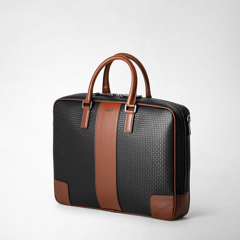 Serapian Borsa business slim in stepan nero cuoio 2025