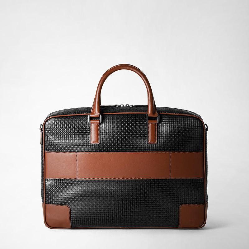 Serapian Borsa business slim in stepan nero cuoio 2025