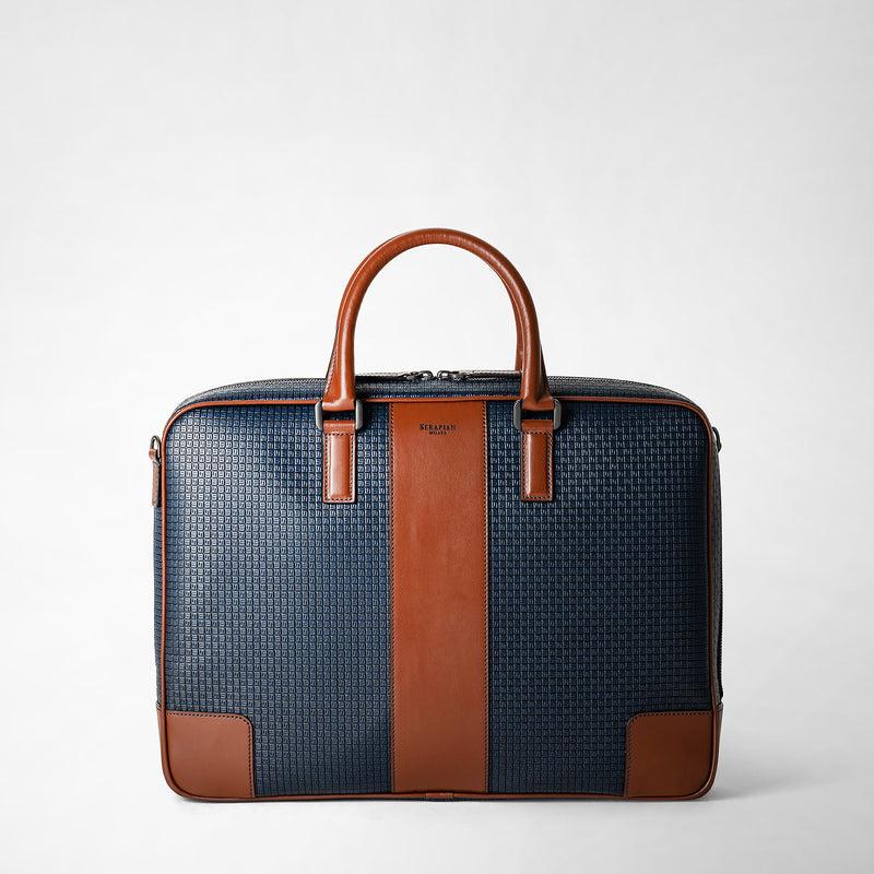 Serapian Borsa business slim in stepan blu oceano-cuoio Italy