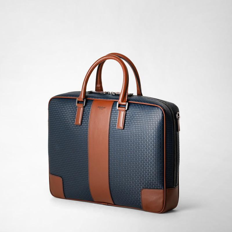 Serapian Borsa business slim in stepan blu oceano-cuoio Italy