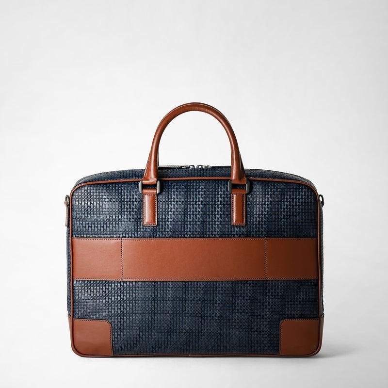 Serapian Borsa business slim in stepan blu oceano-cuoio Italy