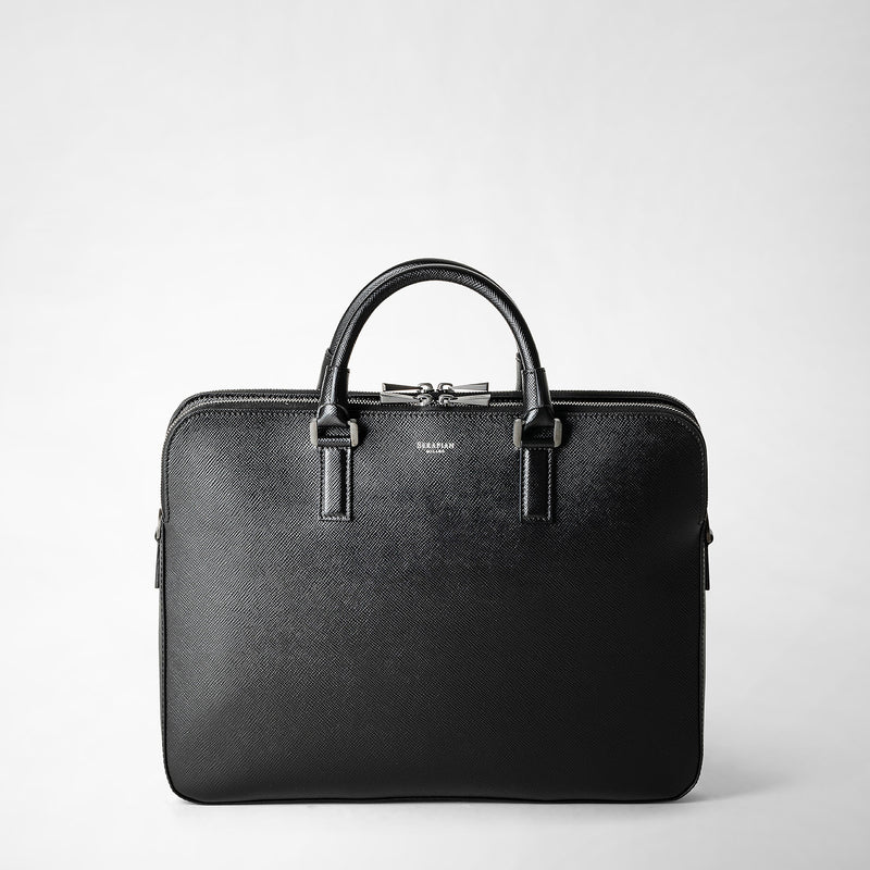 Serapian Borsa business slim doppia zip pelle evoluzione nero Italia