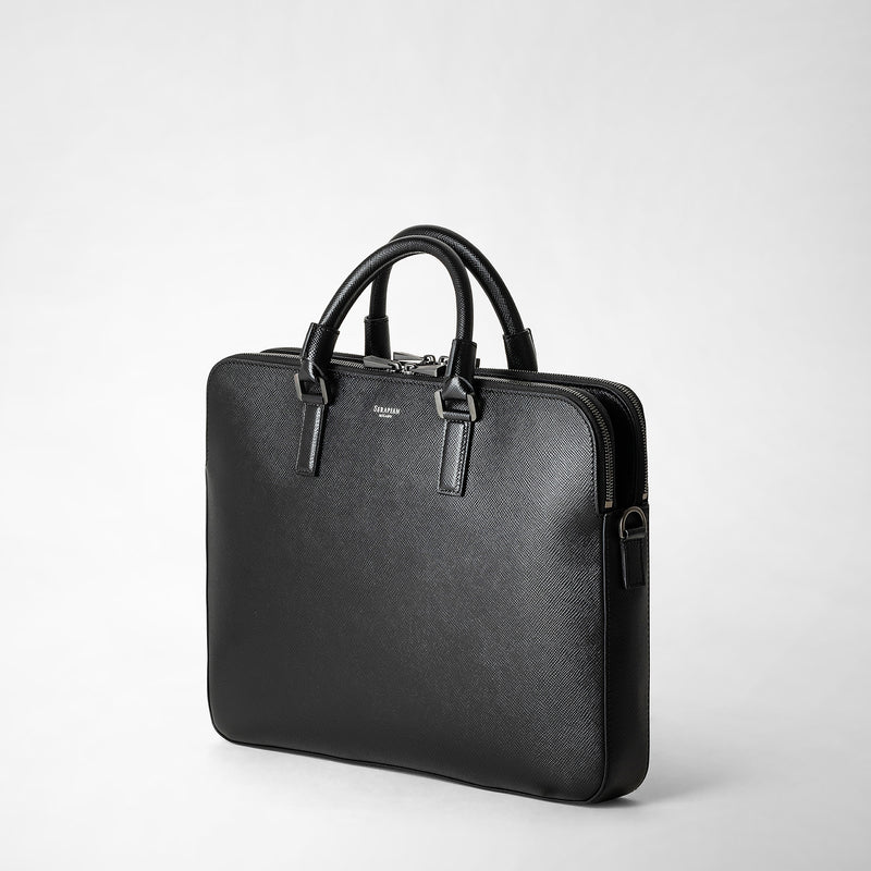 Serapian Borsa business slim doppia zip pelle evoluzione nero Italia