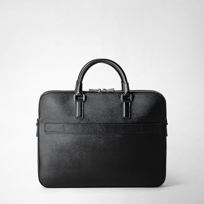 Serapian Borsa business slim doppia zip pelle evoluzione nero Italia