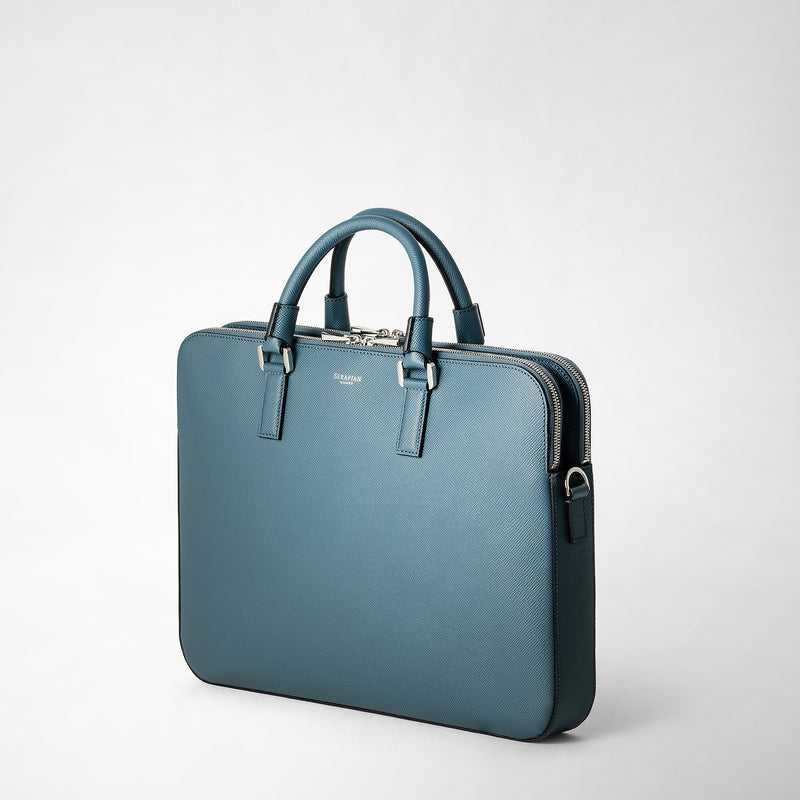 Serapian BORSA BUSINESS SLIM CON DOPPIA ZIP IN PELLE EVOLUZIONE 2025