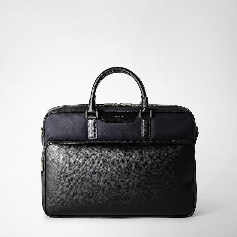 Serapian Briefcase recycled twill in evoluzione eclipse black In Linea