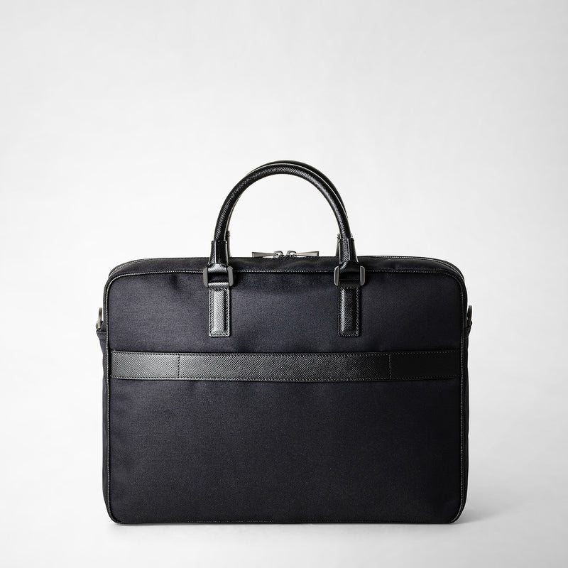 Serapian Briefcase recycled twill in evoluzione eclipse black In Linea