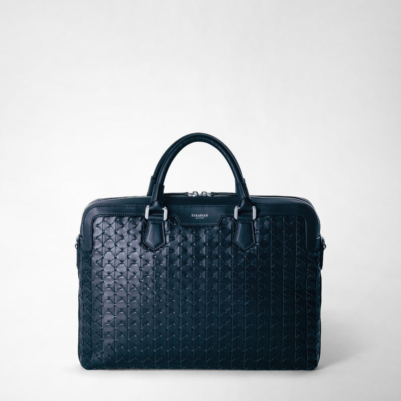 Serapian Extra slim briefcase in mosaico navy blue Nuovo