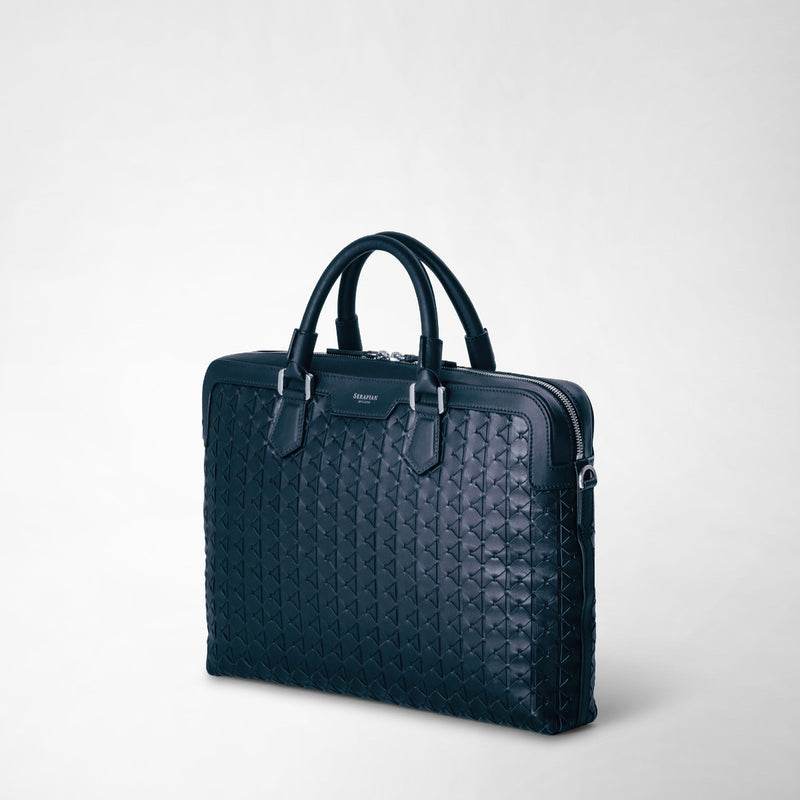 Serapian Extra slim briefcase in mosaico navy blue Nuovo